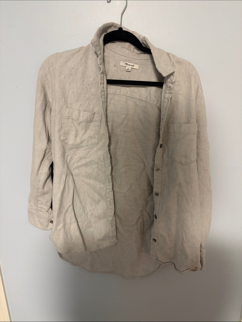 Madewell Light Beige Button-Front Shirt Jacket